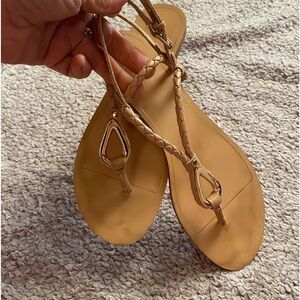 Dolce Vita Gold & Tan braided Sandals 6.5 Anthropologie EUC vacation